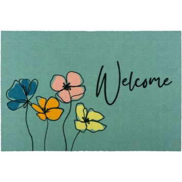 Fußmatte „Welcome“ mit Mohn-Motiv