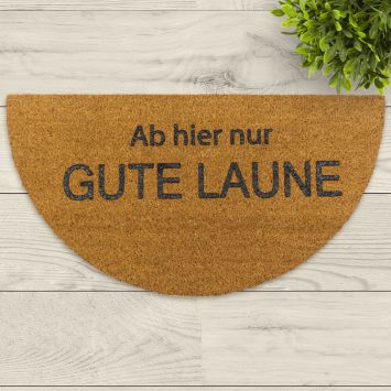 Halbrunde Kokos-Fußmatte „Gute Laune“