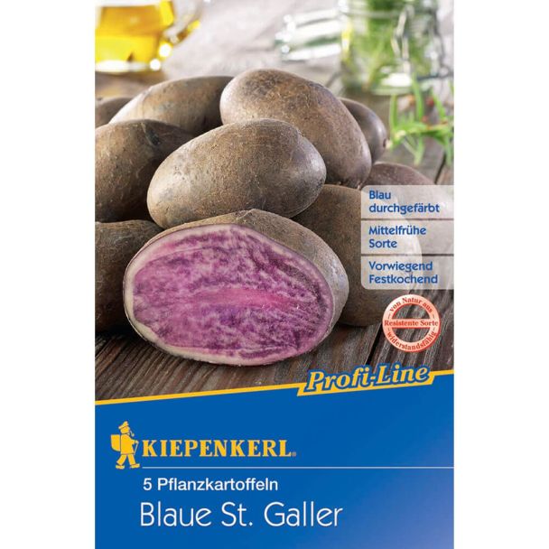 Pflanzkartoffeln Blaue St. Galler, Mittelfrüh, 5 Knollen (1 Stück / € 1,80)