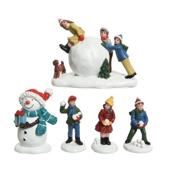 Miniatur-Figuren-Set "Schneeballschlacht"