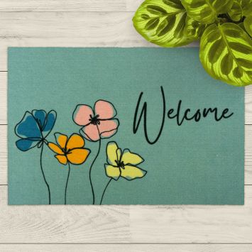 Fußmatte „Welcome“ mit Mohn-Motiv